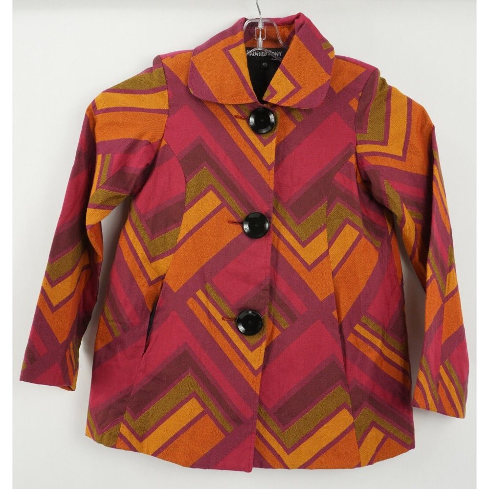 Vintage Painted Pony Women's XS Pink Purple Orange Southwestern Geometric Jacket